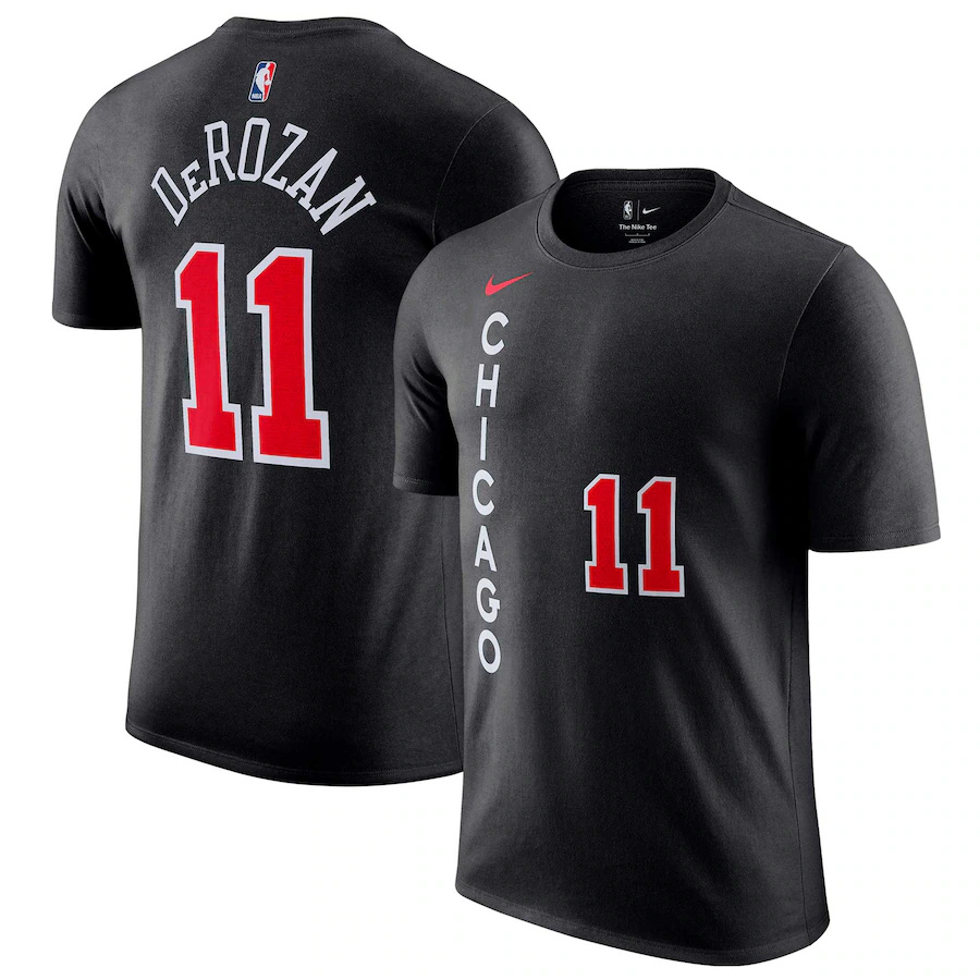 Men's Chicago Bulls #11 Demar Derozan Black 2023/24 City Edition Name & Number T-Shirt